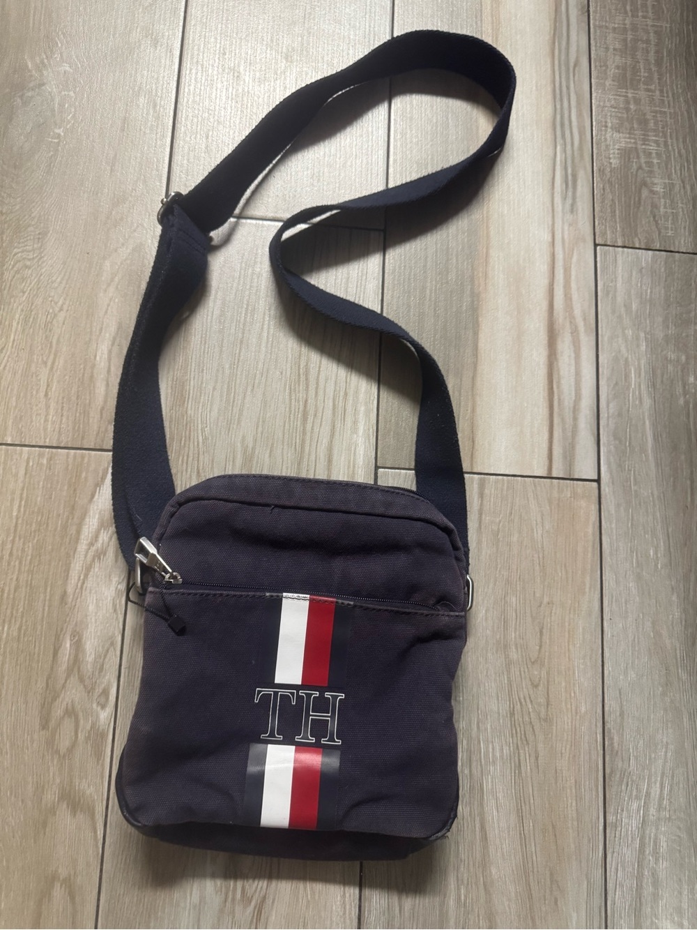 Tommy Hilfiger Navy Crossbody Messenger with Red & White Stripe